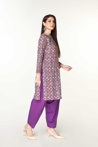 2 Piece Printed Slub Khadar Embroidered & Printed Suit  (PD1320)