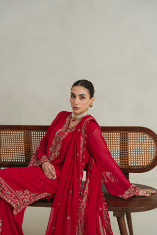 3 Piece Unstitched Chiffon Embroidered Suit (UF0006)
