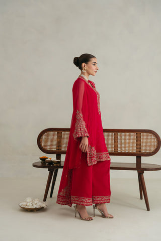 3 Piece Unstitched Chiffon Embroidered Suit (UF0006)