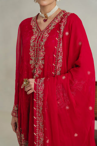 3 Piece Unstitched Chiffon Embroidered Suit (UF0006)