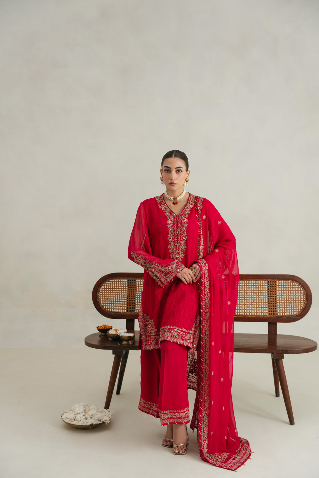 3 Piece Unstitched Chiffon Embroidered Suit (UF0006)