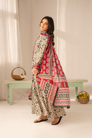 3 Piece Printed Lawn Printed Unstitched Suit (UC0108)