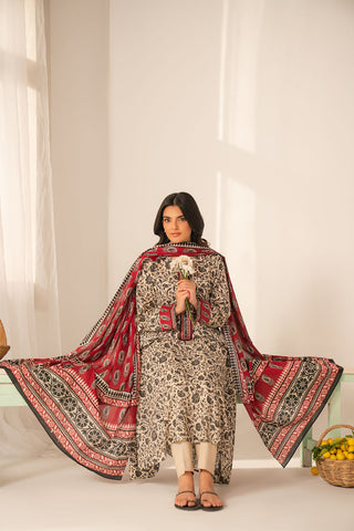 3 Piece Printed Lawn Printed Unstitched Suit (UC0108)