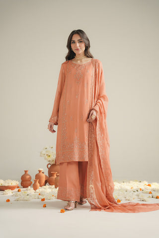 3 Piece Chiffon Embroidered Unstitched Suit (UF0039)