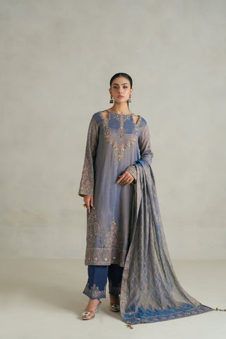 3 Piece Unstitched Masoori Zari Embroidered Suit (UF0008)