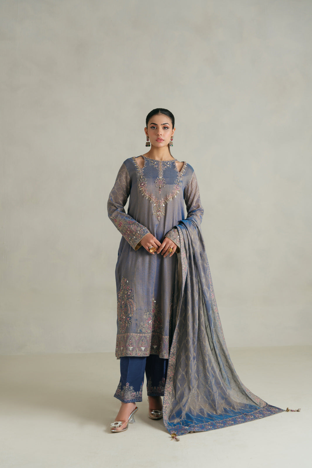 3 Piece Unstitched Masoori Zari Embroidered Suit (UF0008)