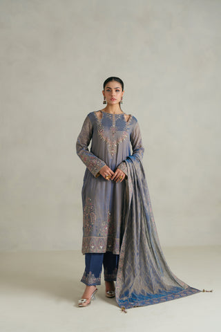 3 Piece Unstitched Masoori Zari Embroidered Suit (UF0008)