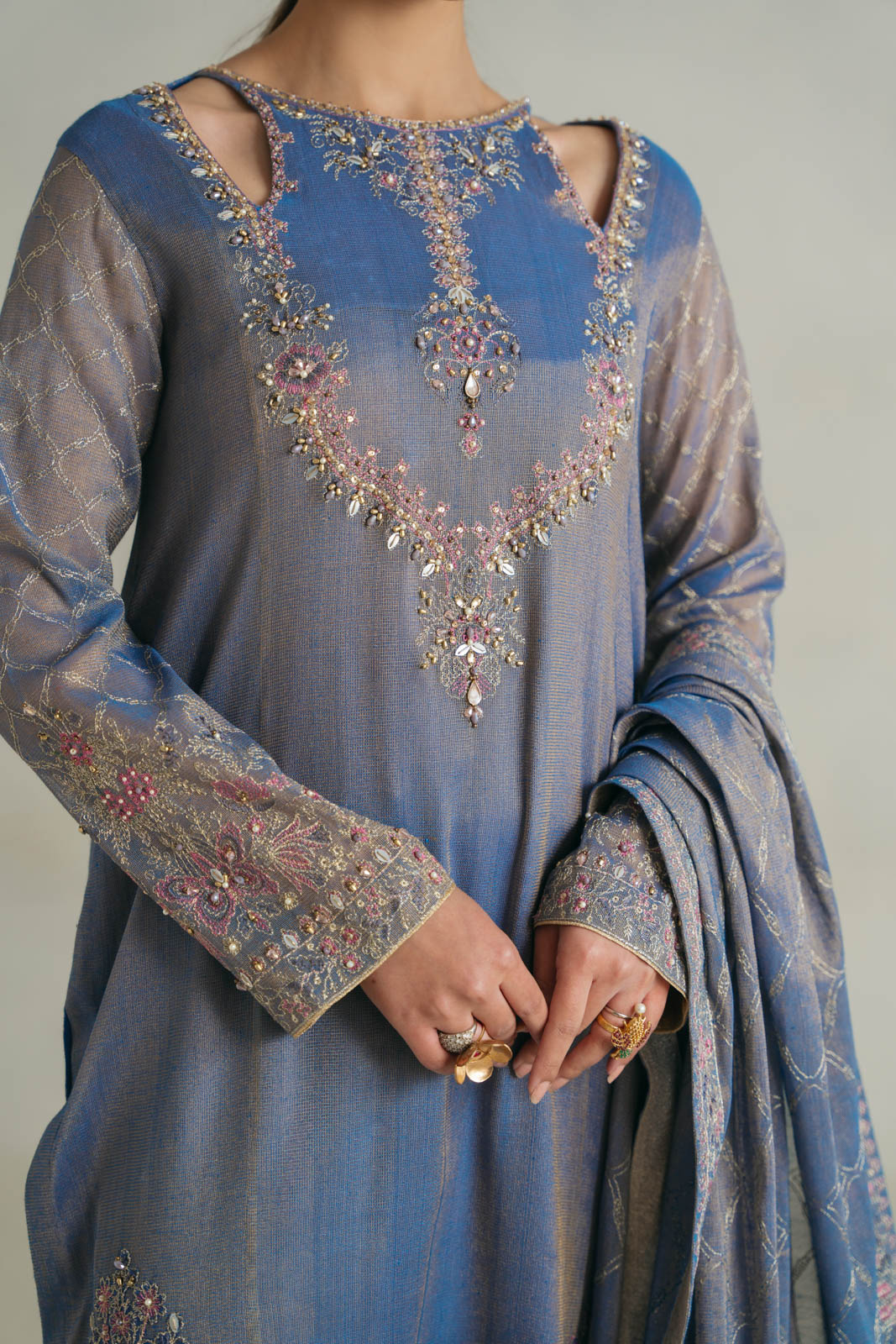3 Piece Unstitched Masoori Zari Embroidered Suit (UF0008)
