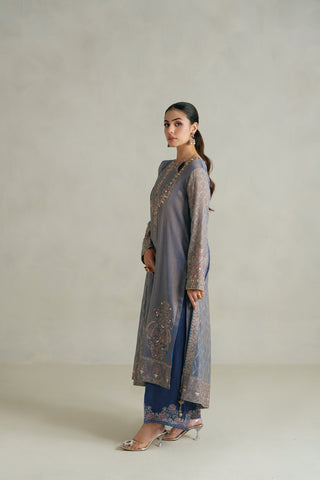 3 Piece Unstitched Masoori Zari Embroidered Suit (UF0008)