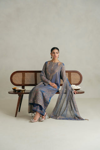 3 Piece Unstitched Masoori Zari Embroidered Suit (UF0008)