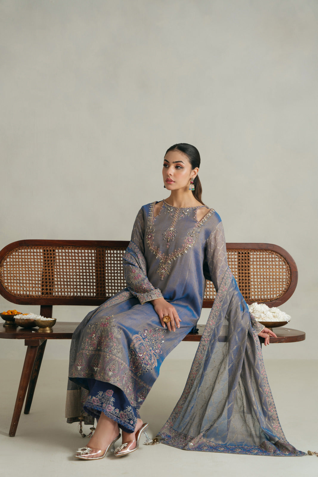 3 Piece Unstitched Masoori Zari Embroidered Suit (UF0008)
