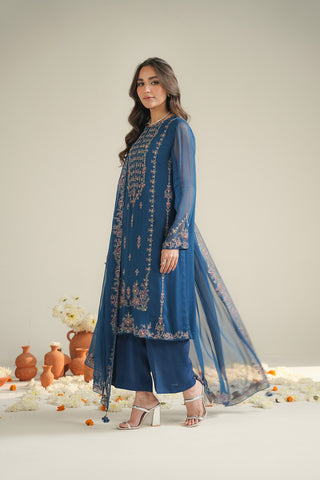 3 Piece Chiffon Embroidered Unstitched Suit (UF0038)