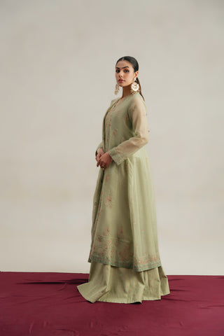 3 Piece Unstitched Emboss Zari Net Embroidered Suit (UF0009)