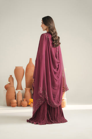 3 Piece Chiffon Embroidered Unstitched Suit (UF0034)