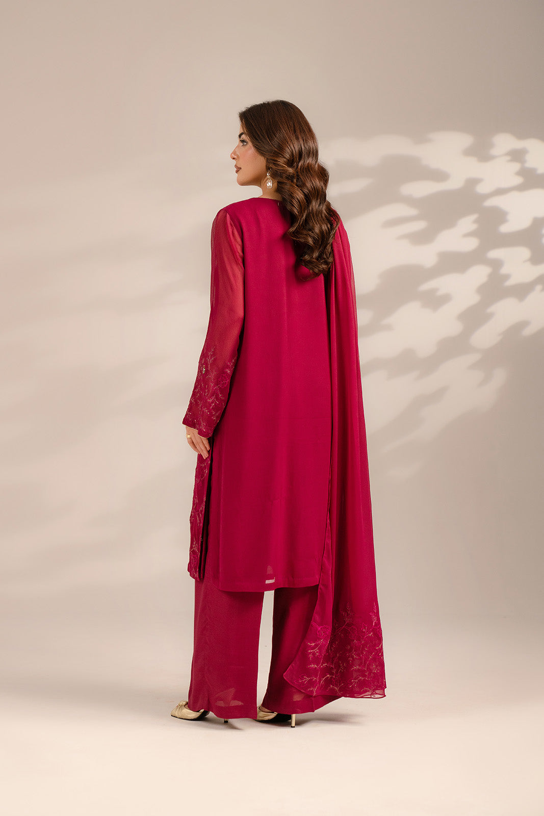 3 Piece Chiffon Embroidered Suit (FL0076)