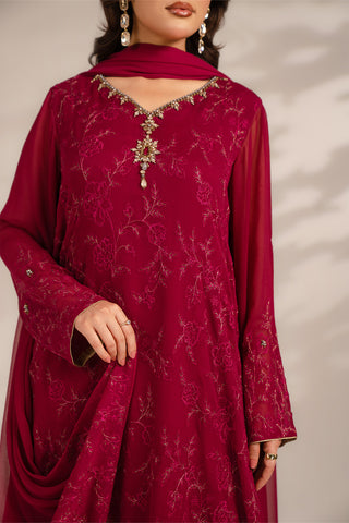 3 Piece Chiffon Embroidered Suit (FL0076)