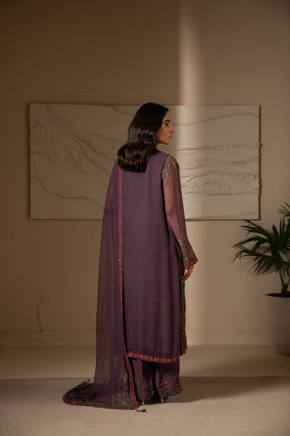 3 Piece Unstitched Chiffon Embroidered Suit (UF0013)