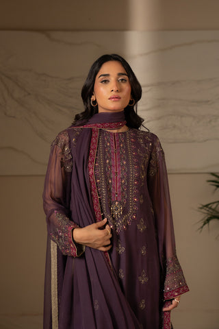 3 Piece Unstitched Chiffon Embroidered Suit (UF0013)