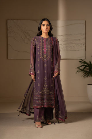 3 Piece Unstitched Chiffon Embroidered Suit (UF0013)