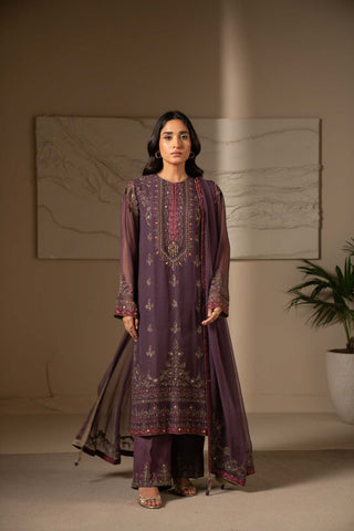 3 Piece Unstitched Chiffon Embroidered Suit (UF0013)