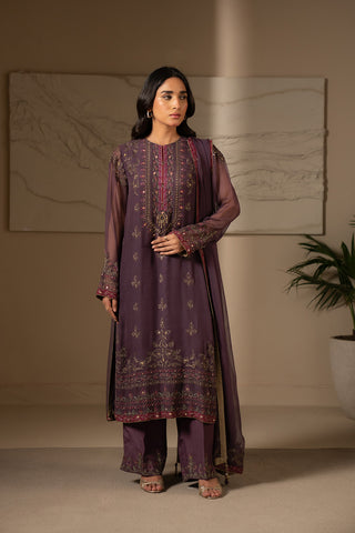 3 Piece Unstitched Chiffon Embroidered Suit (UF0013)