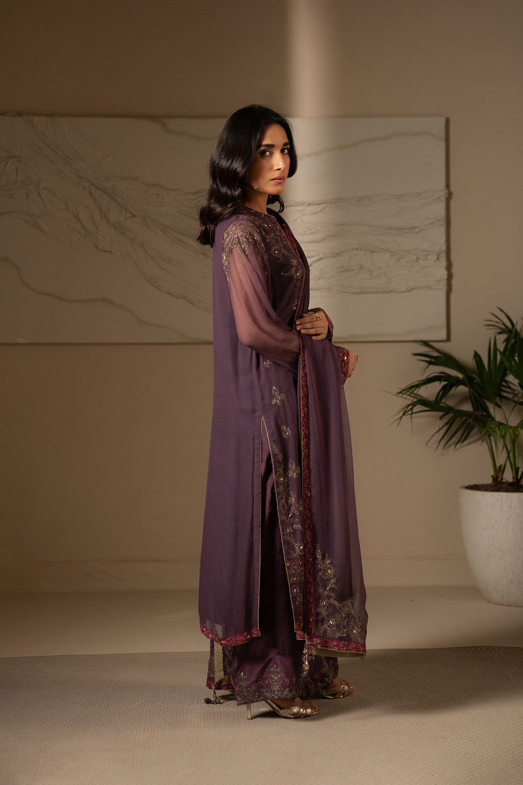 3 Piece Unstitched Chiffon Embroidered Suit (UF0013)