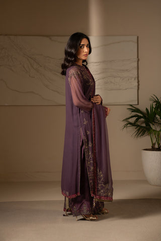 3 Piece Unstitched Chiffon Embroidered Suit (UF0013)