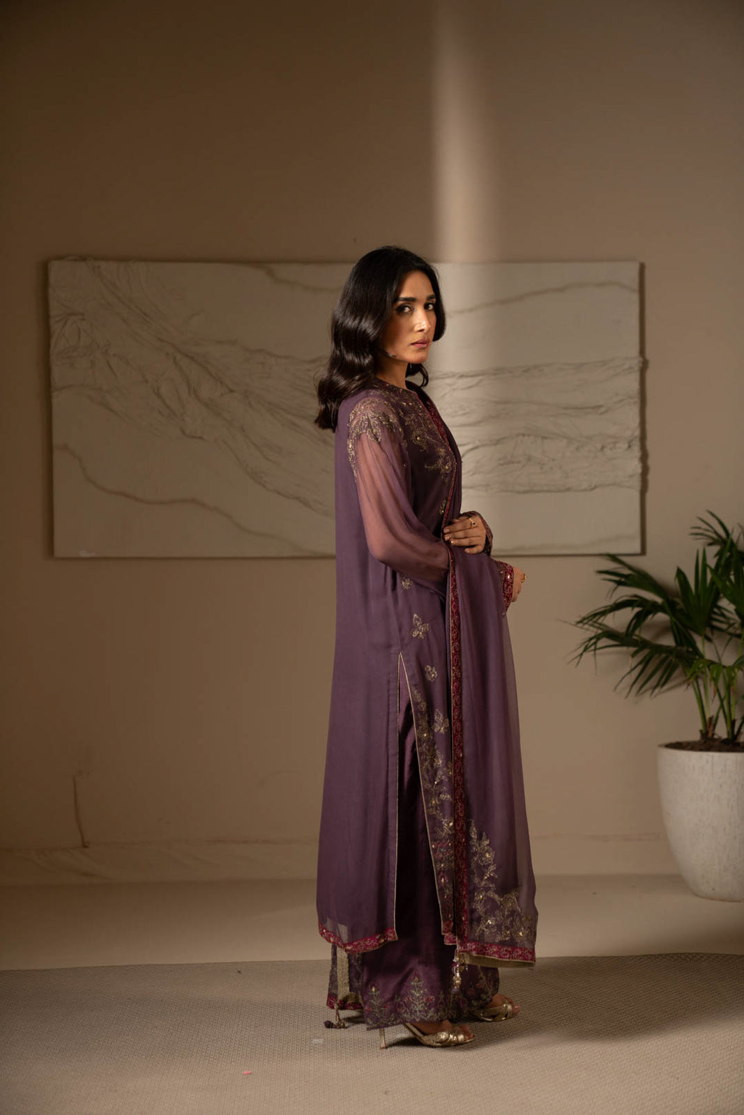 3 Piece Unstitched Chiffon Embroidered Suit (UF0013)