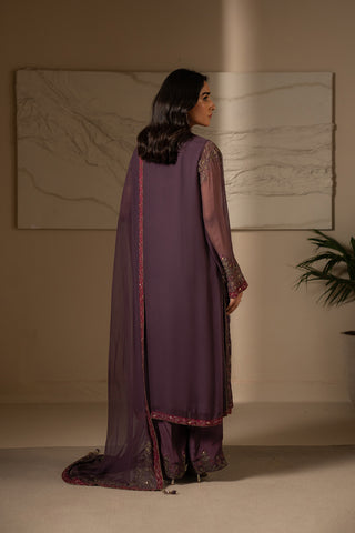 3 Piece Unstitched Chiffon Embroidered Suit (UF0013)