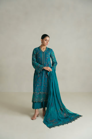 3 Piece Unstitched Chiffon Embroidered Suit (UF0003)