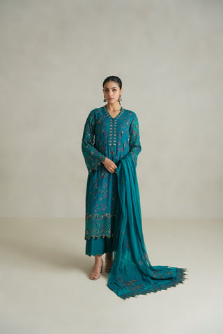 3 Piece Unstitched Chiffon Embroidered Suit (UF0003)