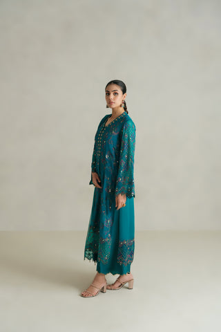 3 Piece Unstitched Chiffon Embroidered Suit (UF0003)