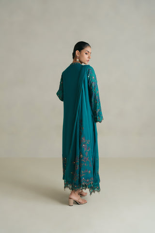 3 Piece Unstitched Chiffon Embroidered Suit (UF0003)