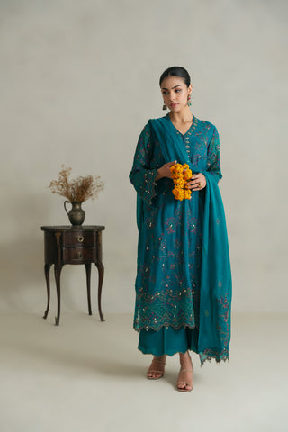 3 Piece Unstitched Chiffon Embroidered Suit (UF0003)