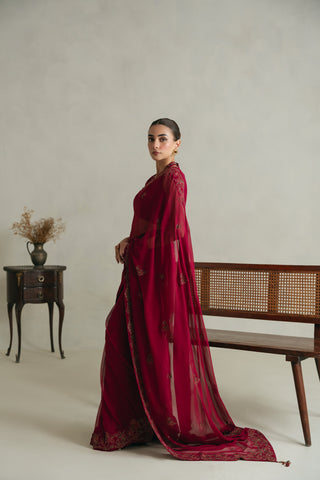 3 Piece Unstitched Chiffon Embroidered Suit (UF0005)