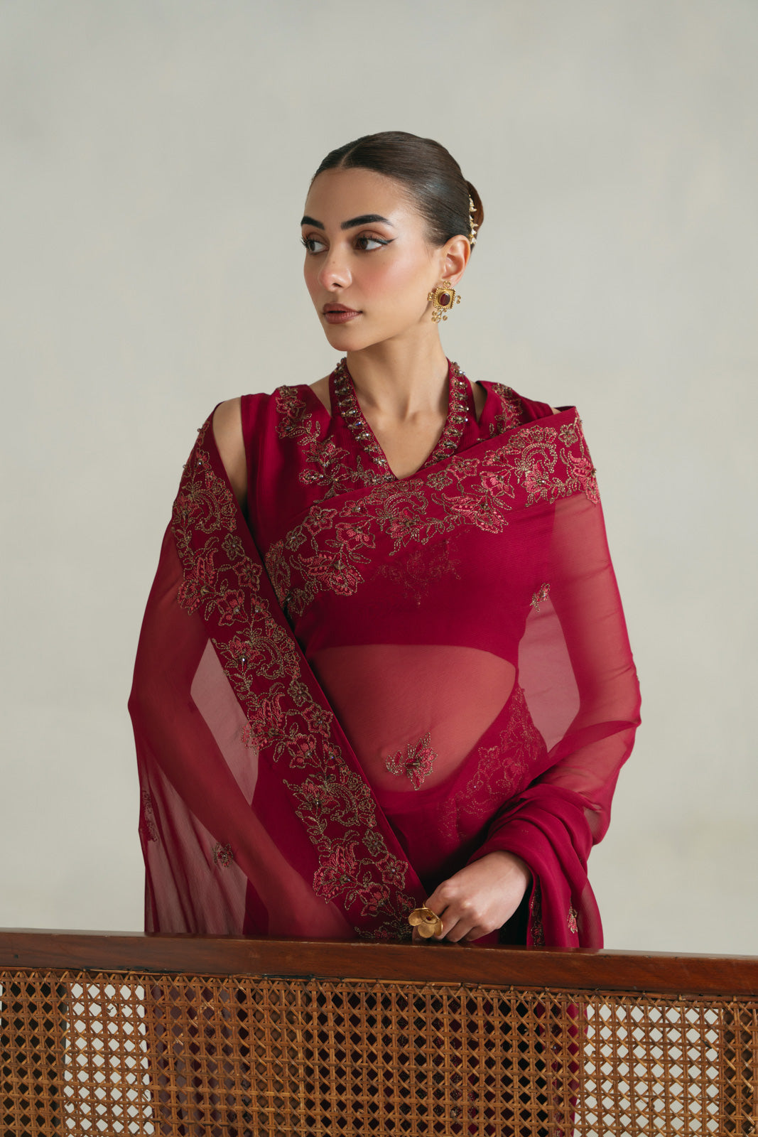 3 Piece Unstitched Chiffon Embroidered Suit (UF0005)