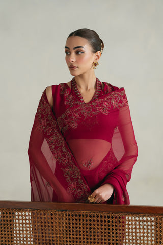 3 Piece Unstitched Chiffon Embroidered Suit (UF0005)