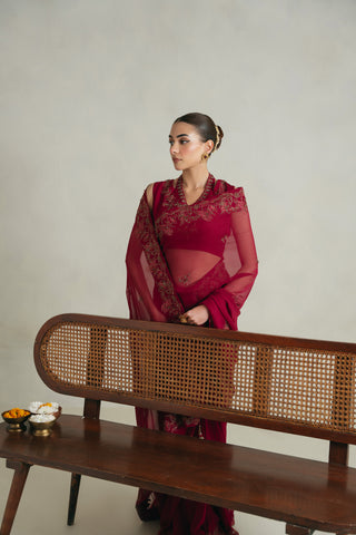 3 Piece Unstitched Chiffon Embroidered Suit (UF0005)