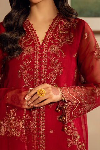 3 Piece Organza Embroidered Unstitched Suit (UF0037)