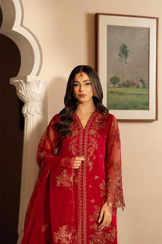 3 Piece Organza Embroidered Unstitched Suit (UF0037)