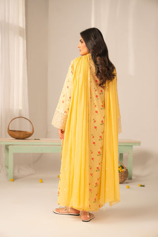 3 Piece Printed Lawn Embroidered Unstitched Suit (UC0133)