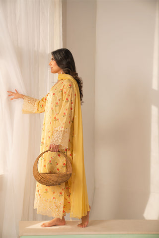 3 Piece Printed Lawn Embroidered Unstitched Suit (UC0133)