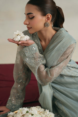 3 Piece Unstitched Badla Zari Embroidered Suit (UF0004)