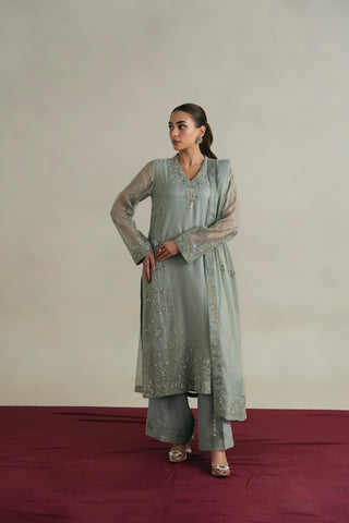 3 Piece Unstitched Badla Zari Embroidered Suit (UF0004)