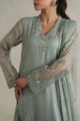 3 Piece Unstitched Badla Zari Embroidered Suit (UF0004)