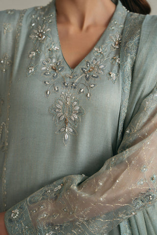 3 Piece Unstitched Badla Zari Embroidered Suit (UF0004)