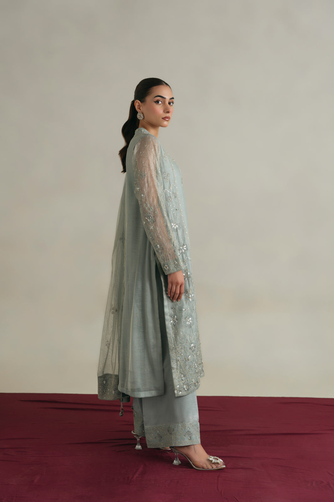 3 Piece Unstitched Badla Zari Embroidered Suit (UF0004)