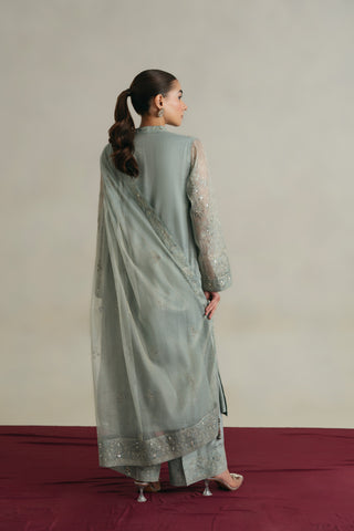 3 Piece Unstitched Badla Zari Embroidered Suit (UF0004)