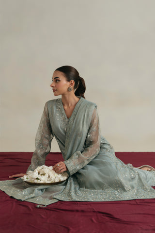 3 Piece Unstitched Badla Zari Embroidered Suit (UF0004)