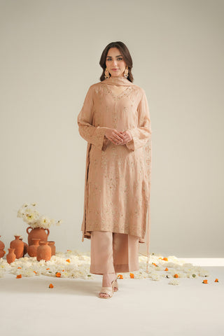 3 Piece Chiffon Embroidered Unstitched Suit (UF0036)